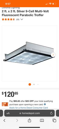 Lithonia Lighting PT2U MV Silver 9-Cell Volt Parabolic Troffer, 2-Feet By 2-Feet