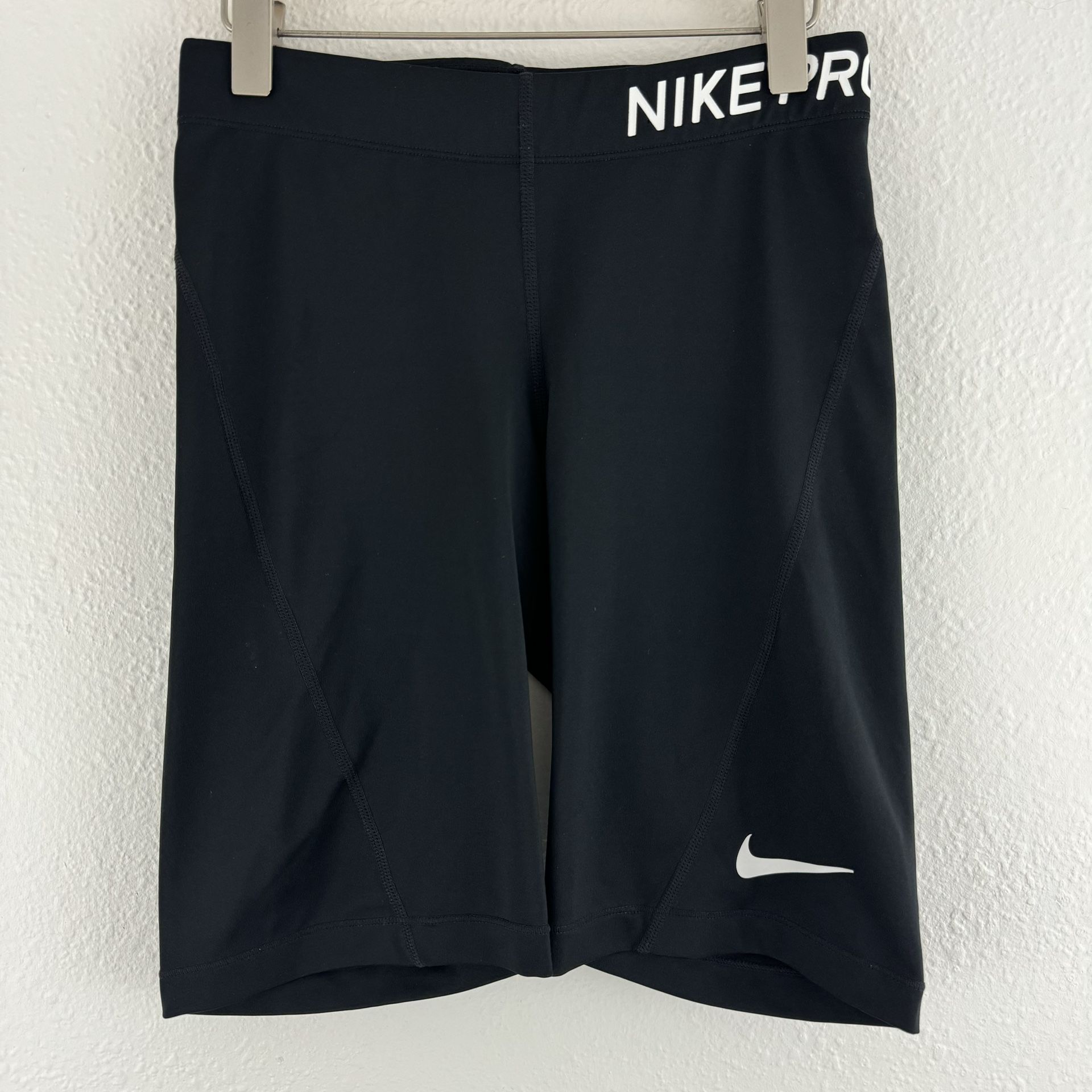 NIKE PRO Black Elastic Waistband Dri-Fit Athletic Workout Classic Biker Shorts