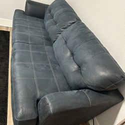 Navy Blue Tufted 2-Cushion Sofa — Great Condition