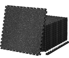 0.79" Thick Gym Flooring for Home Gym, 24 Sq Ft Rubber Top Gym Mat 6 Tiles, High Density EVA Foam, Waterproof & Non-Slip Rubber, Interlocking Puzzle M