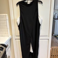 asos dress size 10 black and white skeeveless dress front slit