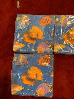 3 packs of luncheon fish theme napkins