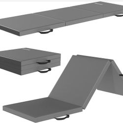  Fitvids Folding Exercise Gymnastics Mat for Tumbling, 2'x6'x2" Gym Workout Mat with Carrying Handles High-Density Anti-Tear Portable Fitness Aerobics