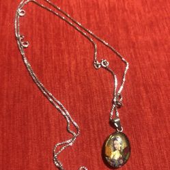 Virgin Mary Sylver. 925  Pendant And Necklace 