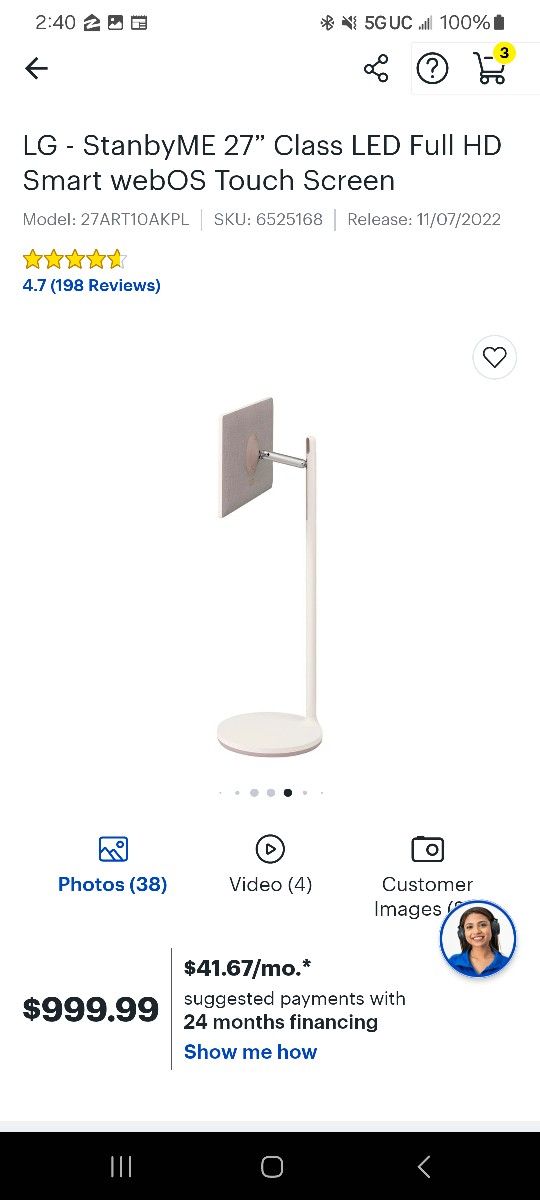 LG STAND BY ME 27 Inch Tv