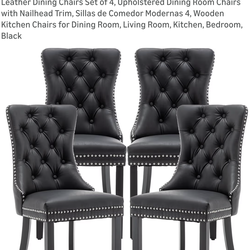 Black leather dining chairs