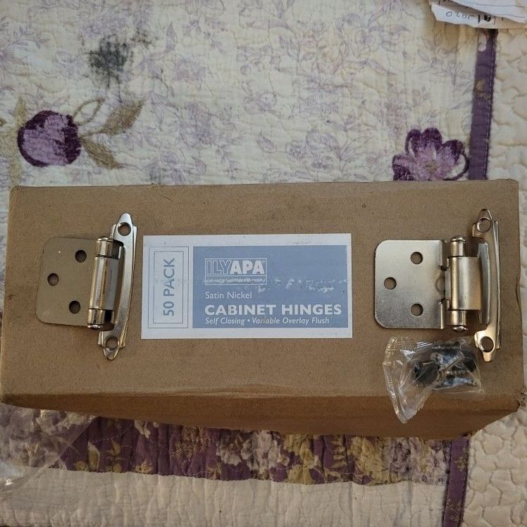 Ilyapa Brand Set Of 50 Satin Nickel New Self Closing Cabinet Hinges..