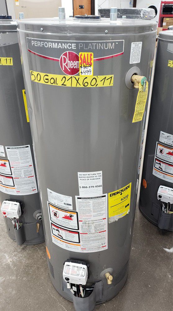 New Water Heater Nat Gas Rheem 50 Gallons with Warranty 