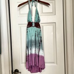 Sky Tye Dye Halter Maxi Dress 