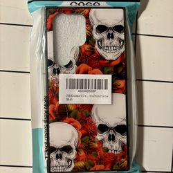CARLOCA Compatible with Samsung Galaxy S23 Ultra Case,Purple Rose Skull Cross Samsung Galaxy S23 Ultra Cases Graphic Design Shockproof Anti-Scratch Dr