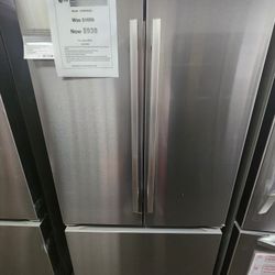 33 in. W 25 cu.ft SMART Standard Depth French Door Retrigerafor in Print Proof Stainless Steel