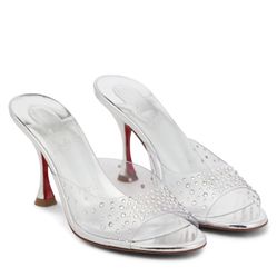 Christian Louboutin Brand New- DEGRAMULE STRASS 85 Crystal Mules Sandals Heels Shoes $1195