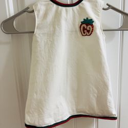 Gucci CHILDREN'S Girl ‘s 12-18 Months  WHITE DRESS WITH STRAWBERRY PATCH   