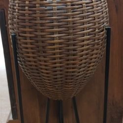 Antique Paul Mayen Wicker 'Beehive' Table Lamp, Circa 1965