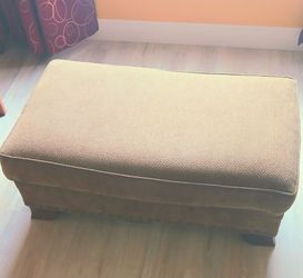 Ashley Signature Design Cocktail Ottoman – Brown Fabric with Nailhead Trim