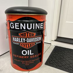 Harley Davidson Oil Can Stool w/Storage 21”Tall x 15
