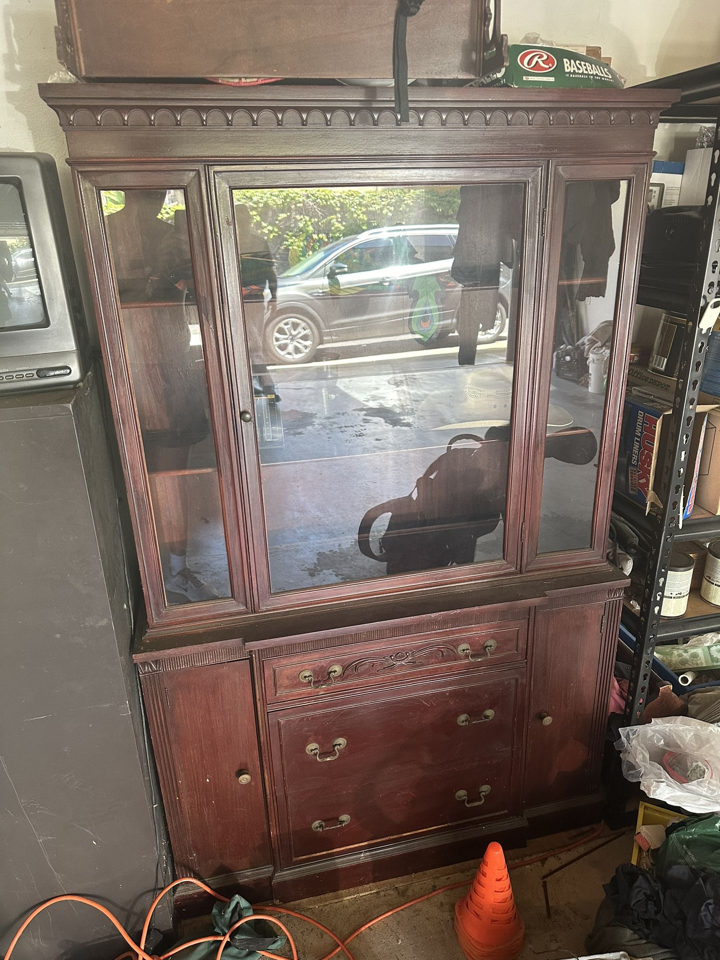 Antique Cheery Wood China Cabinet 