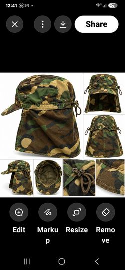 Vintage Military Camouflage Field Cap Neck Flap Camo Utility Hat