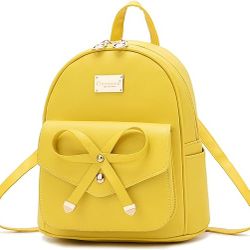 Girls Bowknot Cute Leather Backpack Mini Backpack Purse for Women