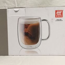 NEW Box Of 2 Double-Walled Glass Mugs, Zwilling JA Henkels
