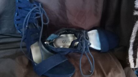 Guess Blue Lace-Up Heeled Sandals