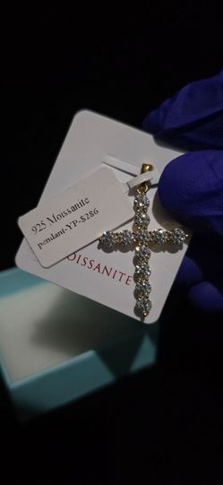 Gold Finish Iced-out 925 Cross Pendant