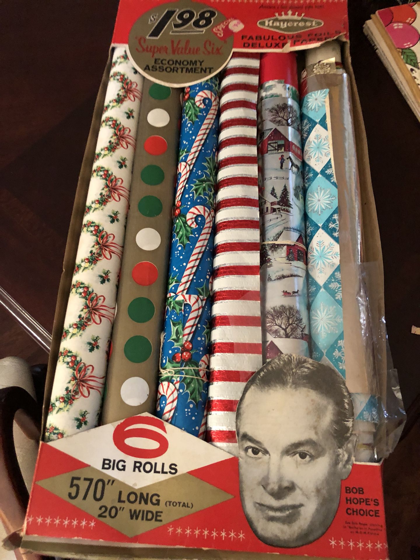 Authentic antique vintage gift wrap. 6 rolls in tact. One used. The real deal. 22.00. 🎅🏼Johanna. 212 North Main Street buda. Message me to be sur