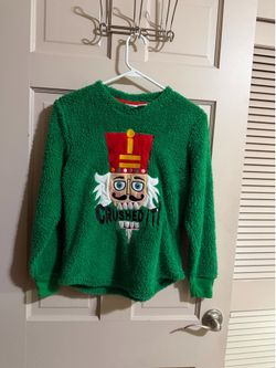 Women’s Crushed It Ugly Christmas Nutcracker Fuzzy Long Sleeve Size XS
