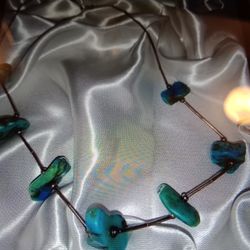 Vintage 925 Silver Turquoise Chunk Necklace 