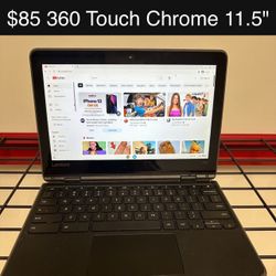 Lenovo Touchscreen 360 Convertible Chromebook Laptop 11.5” Includes Charger, Good Battery