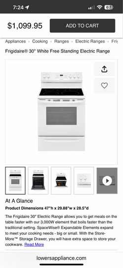 Frigidaire 30" White Free Standing Electric Range