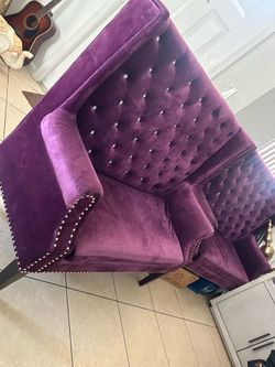 Luxury Purple Velvet Tufted Wingback Accent Chairs (Set of 2)