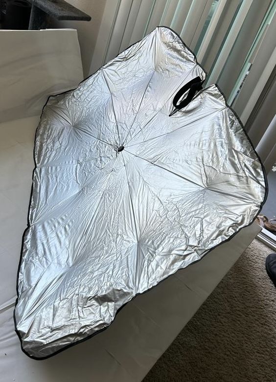 Car Truck Windshield Sun Shade Umbrella , 24” X 55” Front Window Cover Visor Blind Retracted