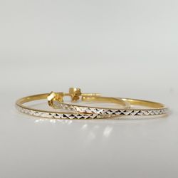 Elegant 925 Sterling Silver & Gold Tone Diamond Cut Hoop Earrings