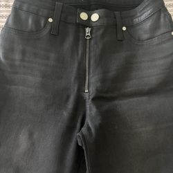High Rise Skinny Leather Like Jeans 