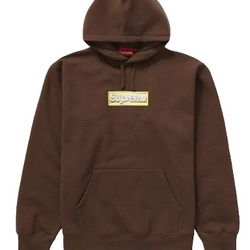 Supreme Bling Box Logo Hooded Sweatshirt Dark Brown Size Small