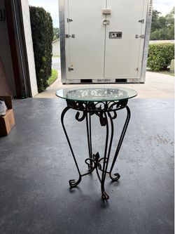 Metal with glass table
