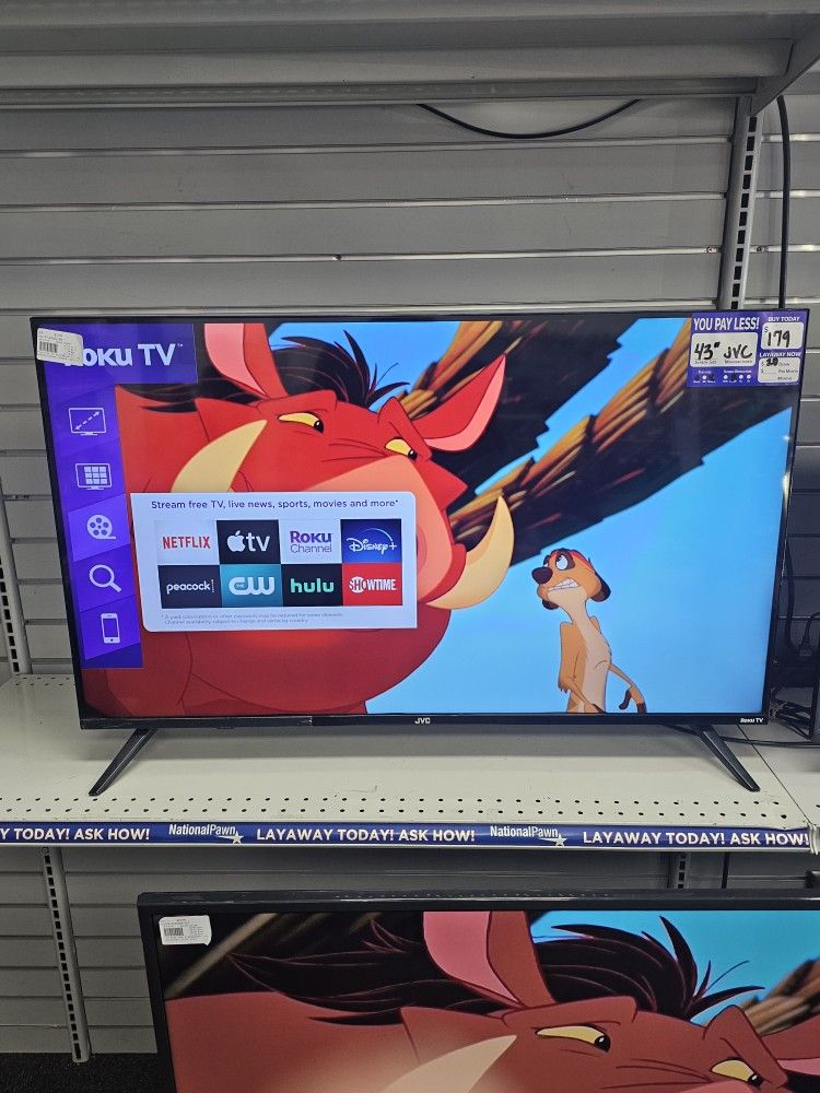 JVC 43" Roku Smart TV With Remote. ASK FOR RYAN. #4(contact info removed)-01