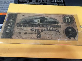 1888 Confederate $5 Dollar Bill