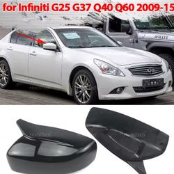 For Infiniti G Line G37 Q40 Q60 G25 V36 2009-2015 Glossy Black Mirror Cover M Style Replacement 