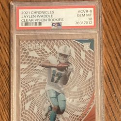 Jaylen Waddle 2021 Chronicles Clear Vision Rookies PSA 10 graded Rookie sports card