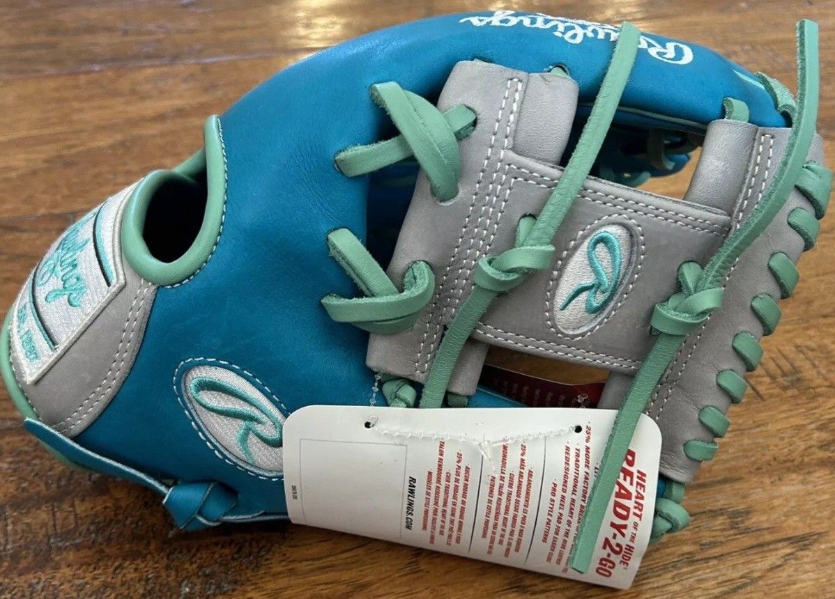 Brand New Rawlings Heart of The Hide ProR204 2TEGR2G I Web Baseball GloveInfielders Teal GreySize 11.5