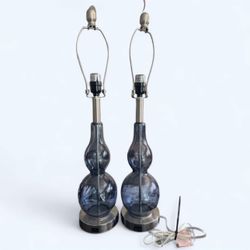 Blue Bubble Glass Vases