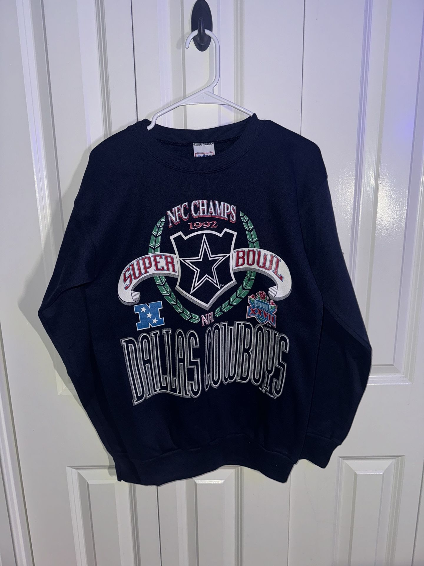 Vintage 1992 Super Bowl Dallas Cowboys Navy Crewneck Sweatshirt Size M Tultex
