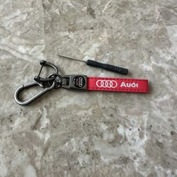 Audi key chain fob Keychain in red  Genuine Leather - New
