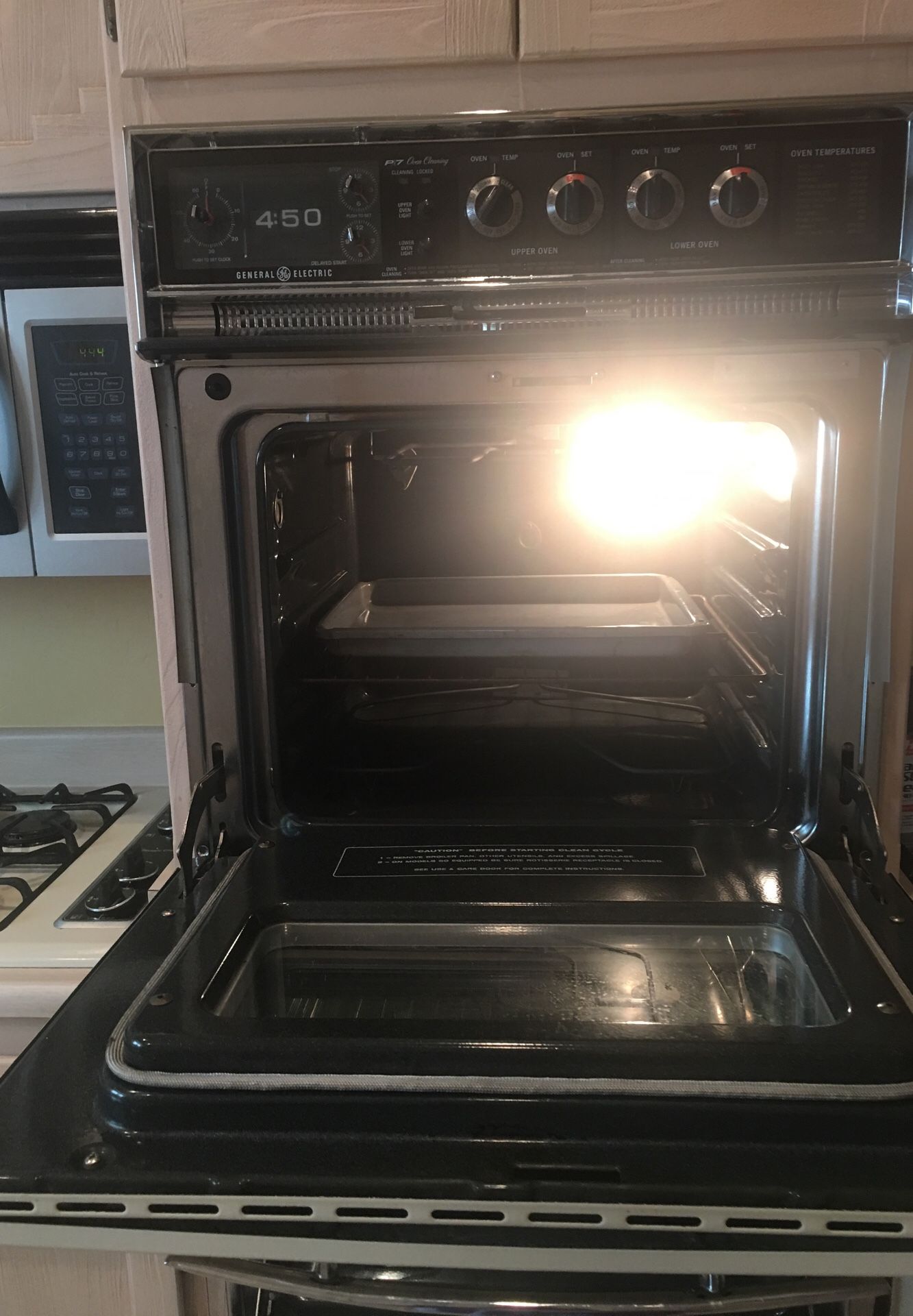 GE double oven, magic chef has cook top, Whirlpool trash compactor, light beige for Sale in