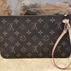 ❤️ NEW LV LOUIS VUITTON NEVERFULL MM MONOGRAM POUCH POCHETTE WRISTLET WALLET ❤️