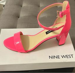 Nine West Pink Patent Block Heel Sandal