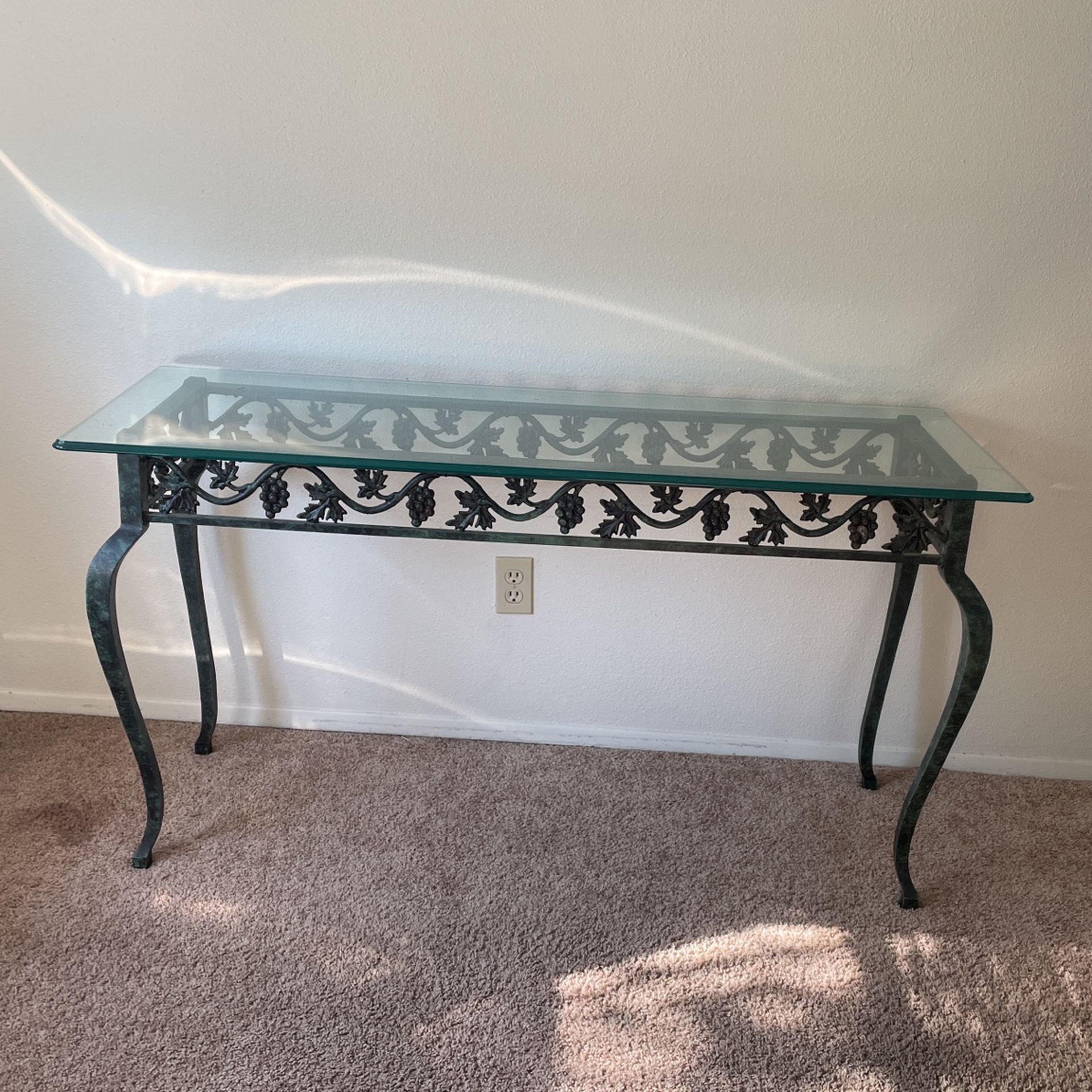 Accent Table Glass Top And Iron Bottom