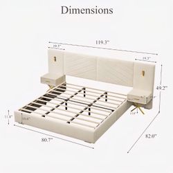 King Sized Beige  Bed + Chair 